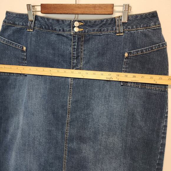 Vintage Y2K Cato Denim Maxi Skirt Size 20W Medium Wash Back Slit Boho Festival - Picture 8 of 11